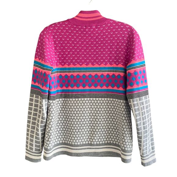 NEVE 1/4 Zip M Sweater Cozy Colorful Merino Wool Blend Pullover Nordic Ski - Picture 14 of 14